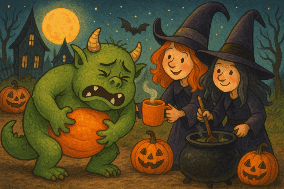 Il mostro ha il mal di pancia 4 halloween mostro mal di pancia